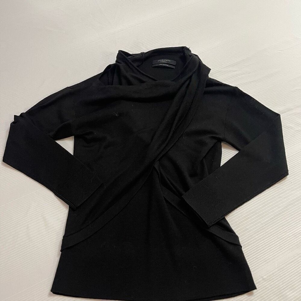 ALLSAINTS Black Merino Wool Top Sweater Size XS
